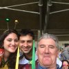 Dwight Miller sits with newfound friends Gustavo and Camilia at the Belgium and Algeria match.
